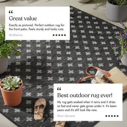 Villa Outdoor Rug Umbria Charcoal - Hose-Washable