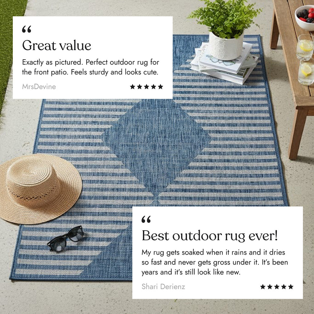 Villa Outdoor Rug Cavallo Blue - Hose-Washable