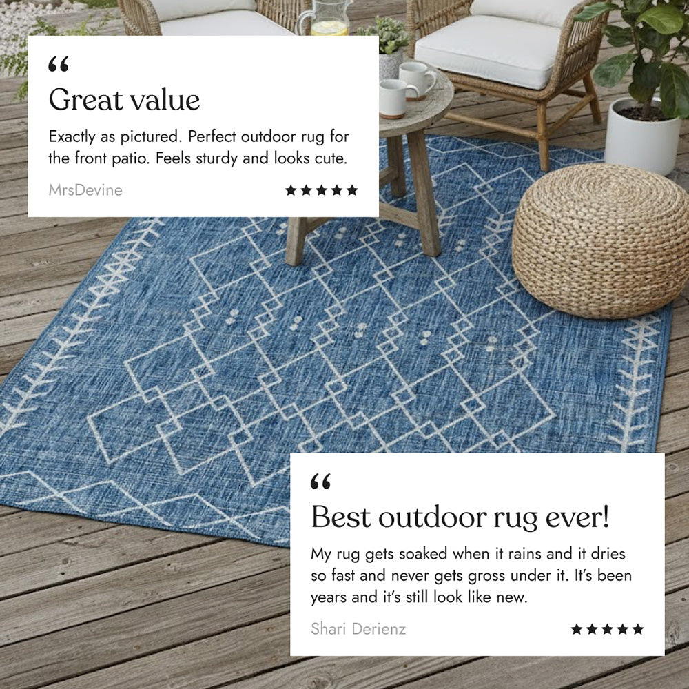 Villa Outdoor Rug Monaco Blue - Hose-Washable