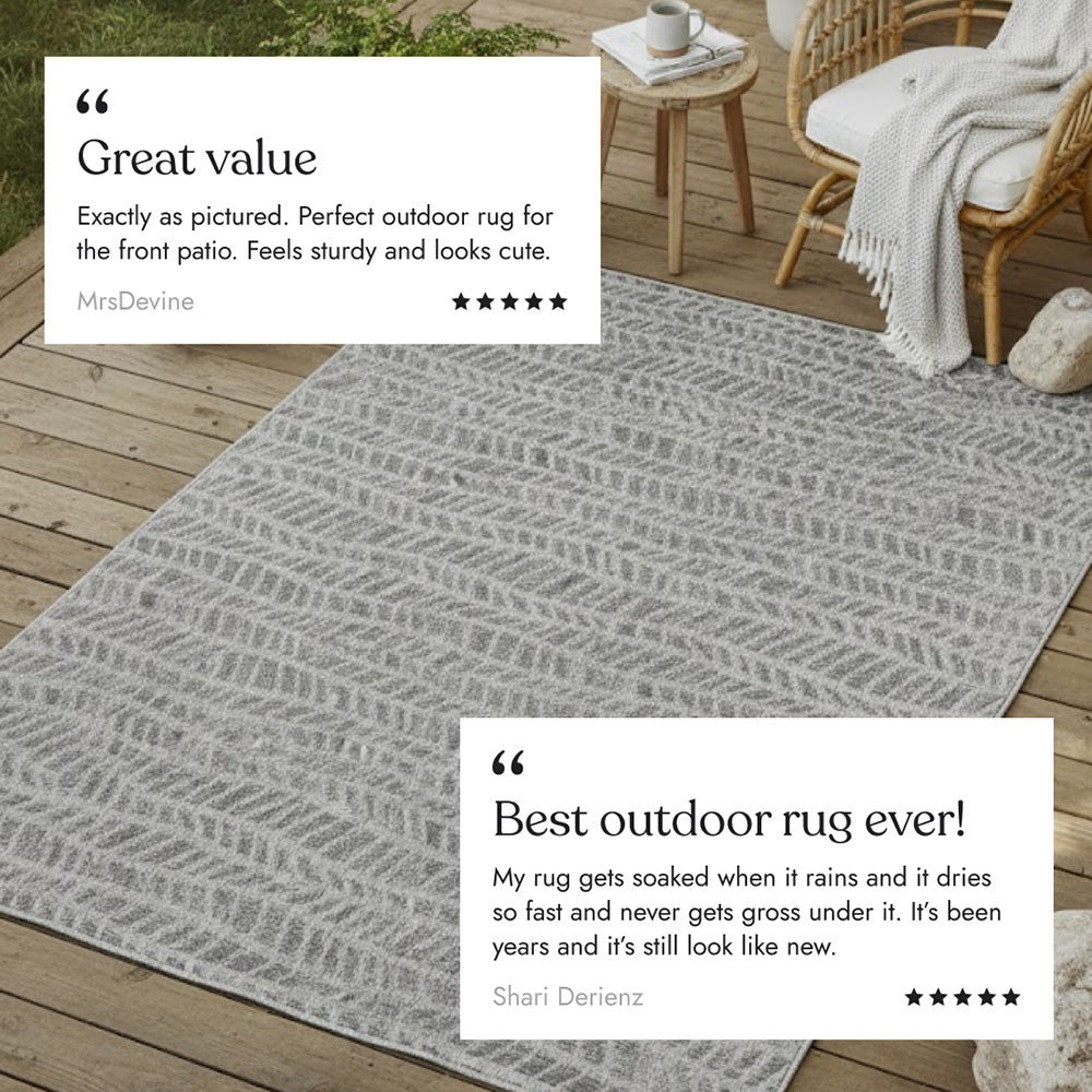 Villa Outdoor Rug Emilia Grey - Hose-Washable & Stain-Resistant
