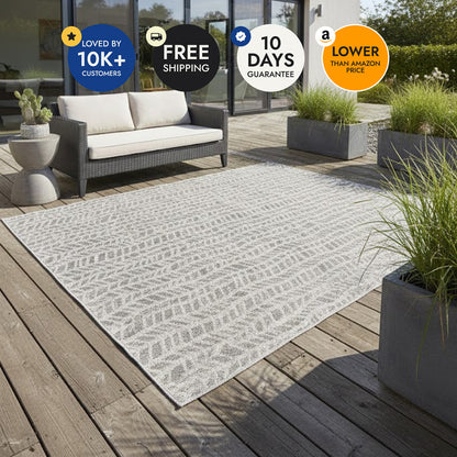 Villa Outdoor Rug Emilia Grey - Hose-Washable & Stain-Resistant