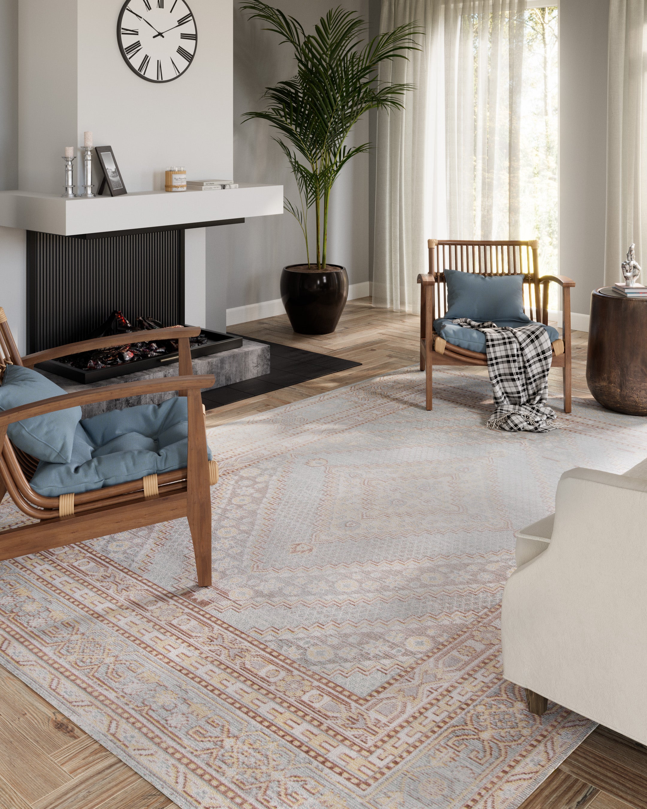 Isabella 7 Blue Soft-Touch Vintage Rug – Ziba Home Design