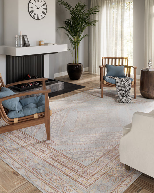 Isabella 7 Blue Soft-Touch Vintage Rug