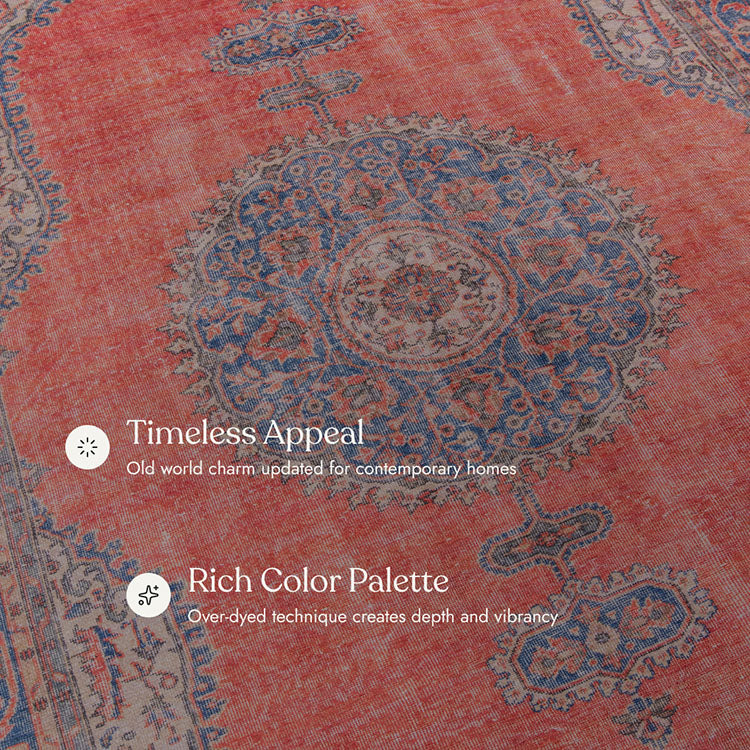 Afshar 12 Red No-Shed Washable Rug