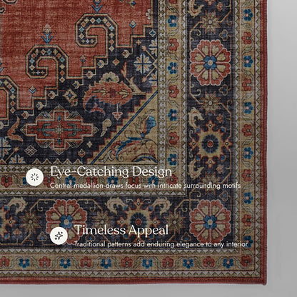 Karachi 10 Rust Non-Slip Washable Rug
