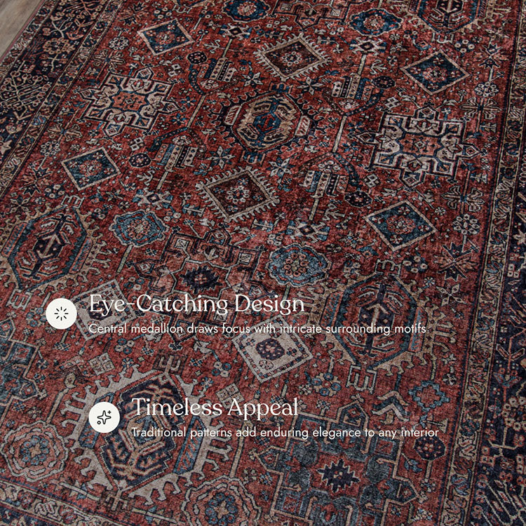 Karachi 2 Rust Non-Slip Washable Rug