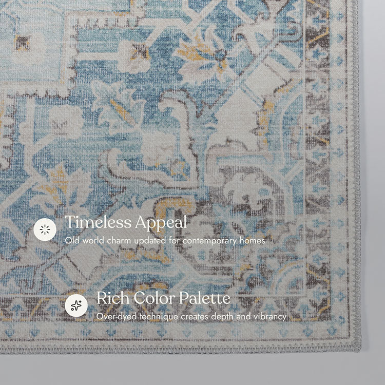 Afshar 32 Light Blue No-Shed Washable Rug