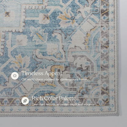 Afshar 32 Light Blue No-Shed Washable Rug