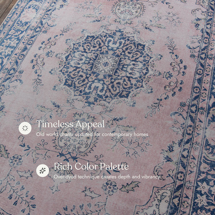 Afshar 30 Pink No-Shed Washable Rug