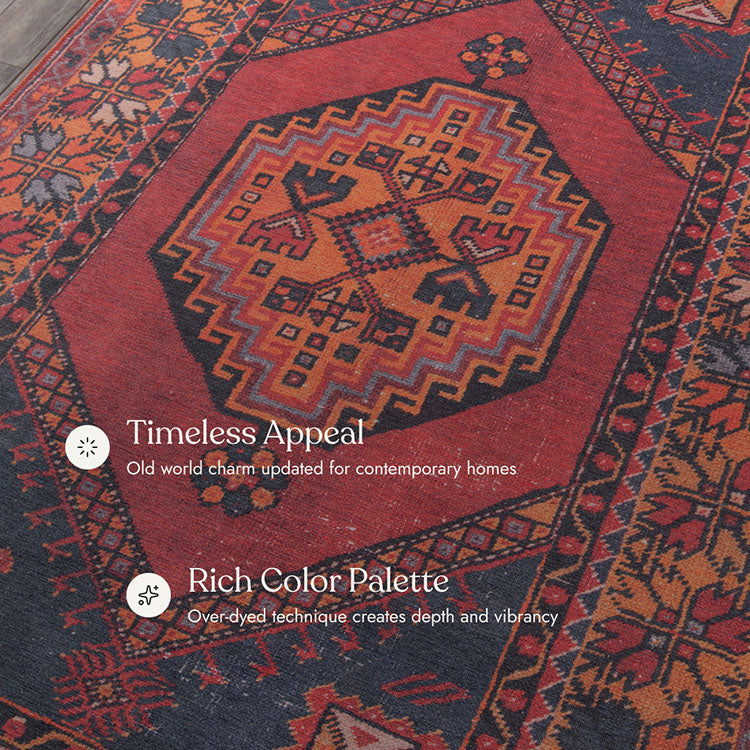 Afshar 16 Red No-Shed Washable Rug