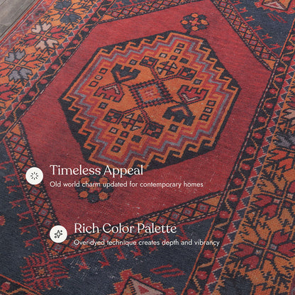 Afshar 16 Red No-Shed Washable Rug