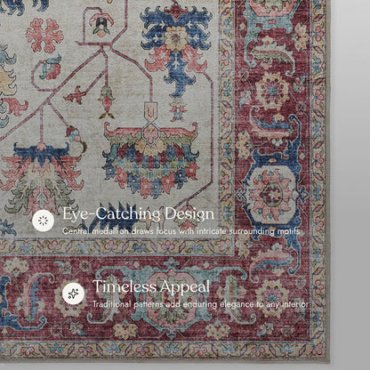 Karachi 9 Ivory Non-Slip Washable Rug