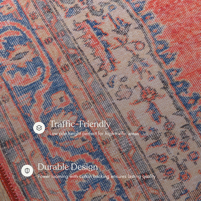 Afshar 12 Red No-Shed Washable Rug