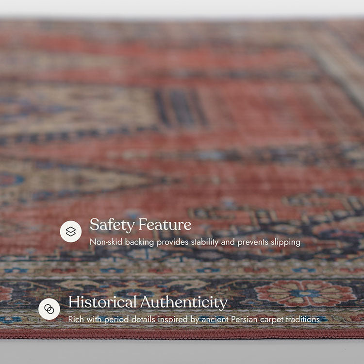 Karachi 10 Rust Non-Slip Washable Rug
