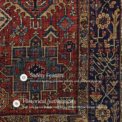 Karachi 2 Rust Non-Slip Washable Rug