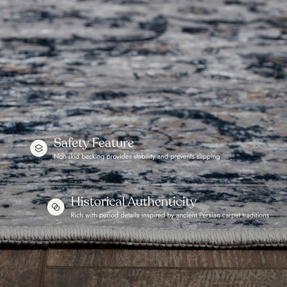 Karachi 7 Grey Non-Slip Washable Rug