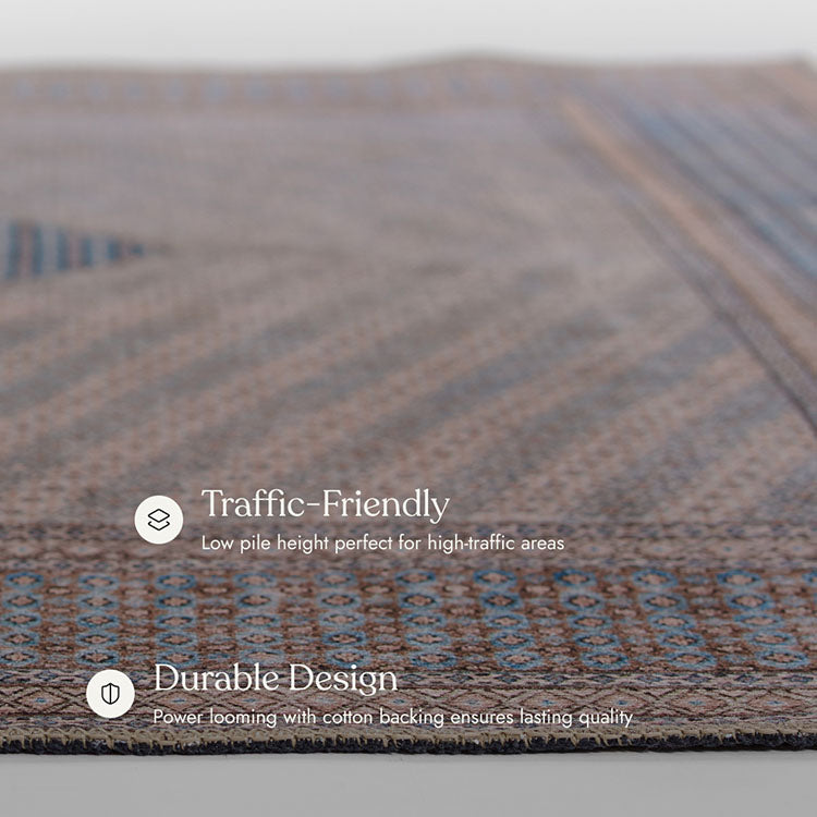 Afshar 34 Blue No-Shed Washable Rug