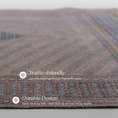 Afshar 34 Blue No-Shed Washable Rug