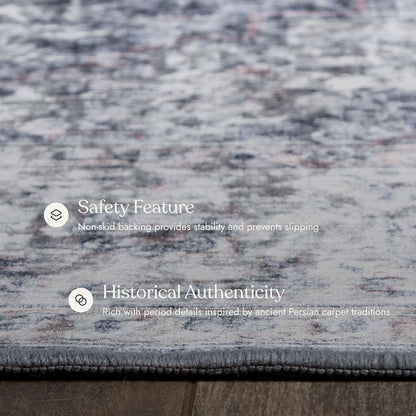 Karachi 8 Grey Non-Slip Washable Rug
