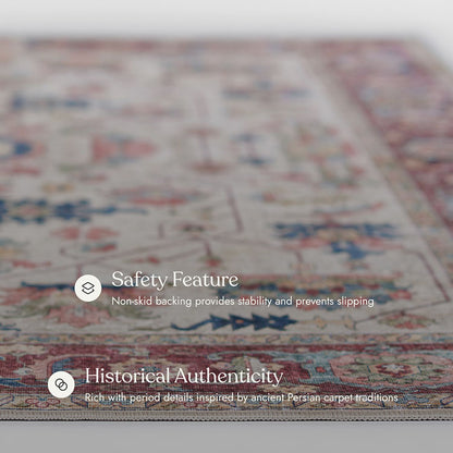 Karachi 9 Ivory Non-Slip Washable Rug