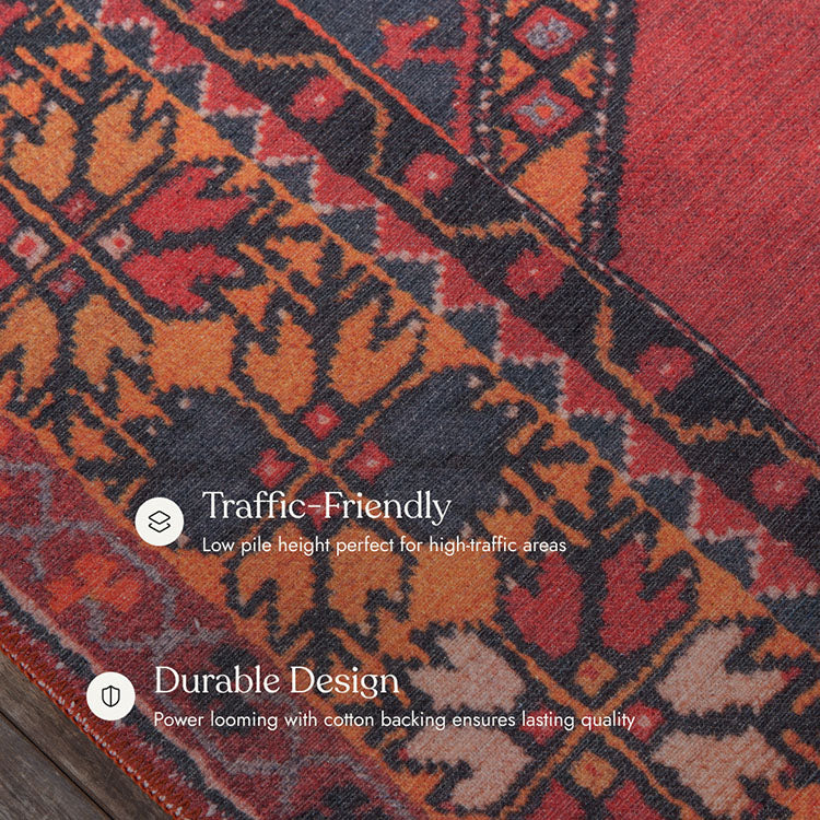 Afshar 16 Red No-Shed Washable Rug