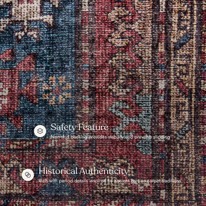 Karachi 1 Burgundy Non-Slip Washable Rug