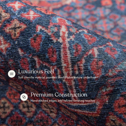 Afshar 10 Navy No-Shed Washable Rug