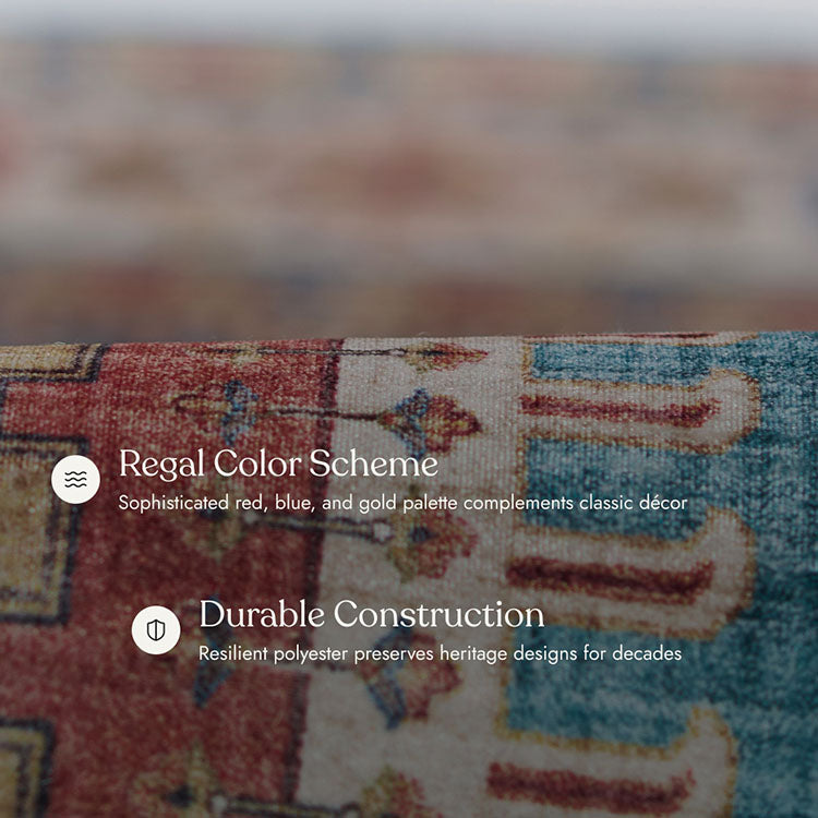 Karachi 10 Blue Non-Slip Washable Rug