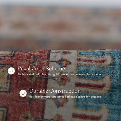 Karachi 10 Blue Non-Slip Washable Rug