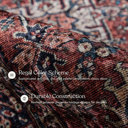 Karachi 2 Rust Non-Slip Washable Rug