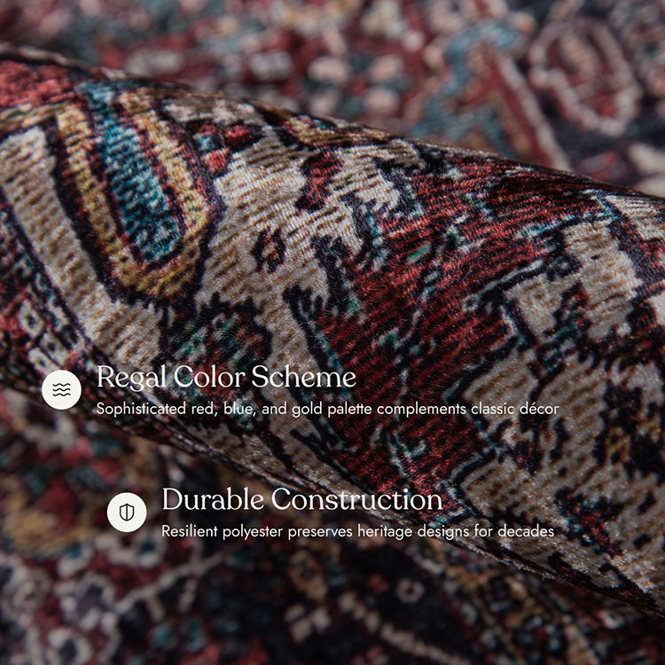 Karachi 4 Burgundy Non-Slip Washable Rug