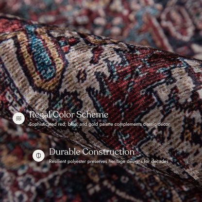 Karachi 4 Burgundy Non-Slip Washable Rug