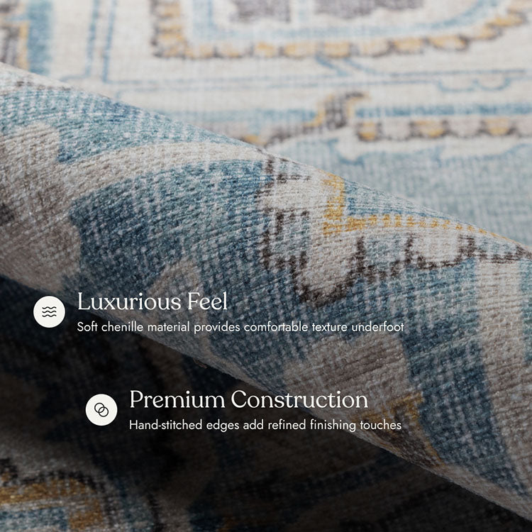 Afshar 32 Light Blue No-Shed Washable Rug