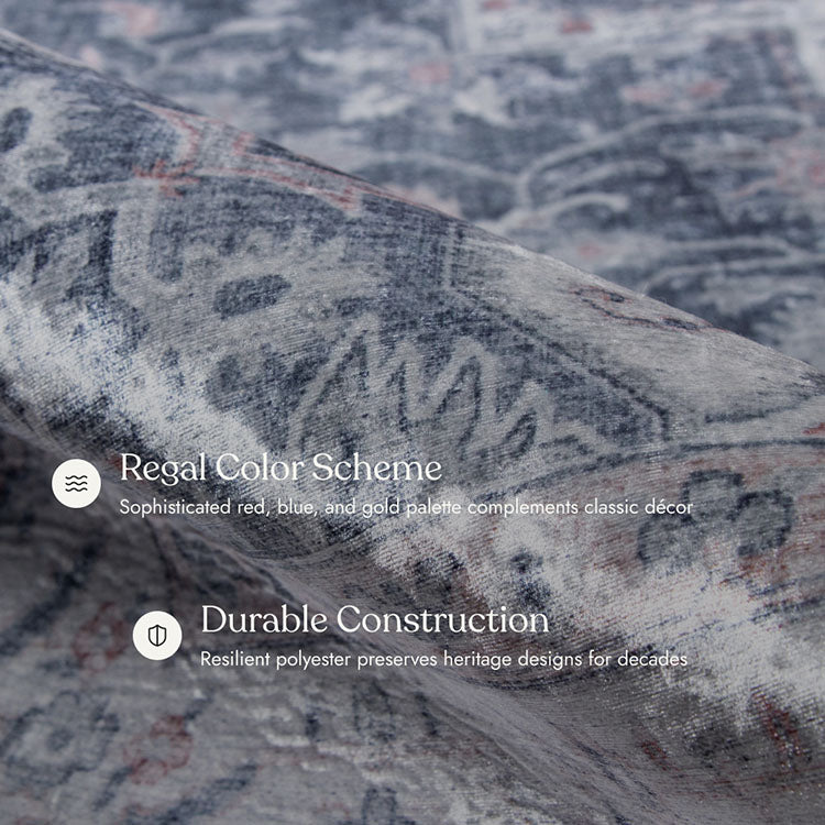 Karachi 8 Grey Non-Slip Washable Rug