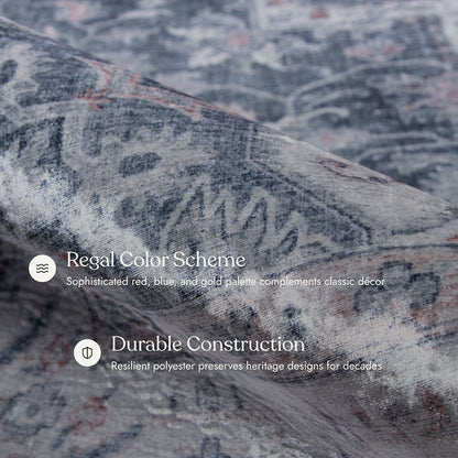 Karachi 8 Grey Non-Slip Washable Rug