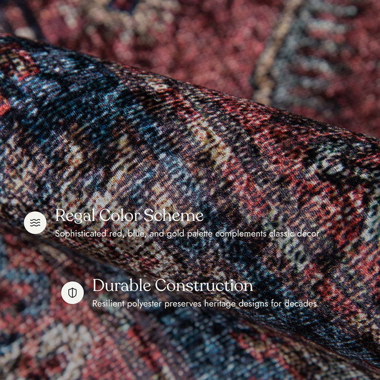 Karachi 1 Burgundy Non-Slip Washable Rug