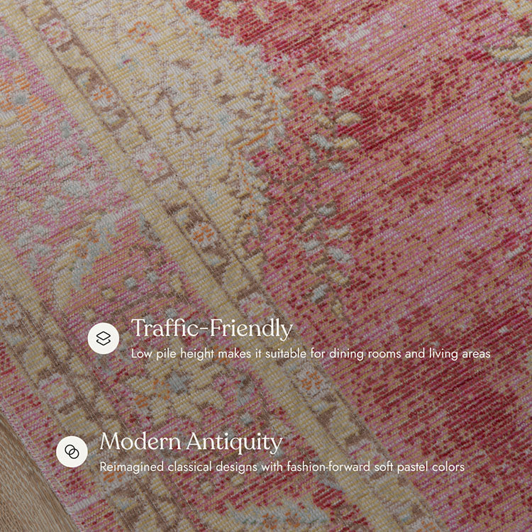 Isabella 1 Pink Soft-Touch Vintage Rug