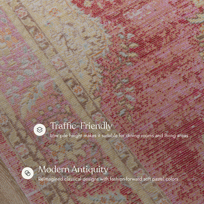 Isabella 1 Pink Soft-Touch Vintage Rug