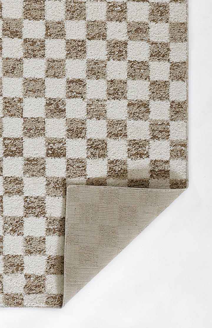 Kaia 1 Checkered Beige Shag Rug