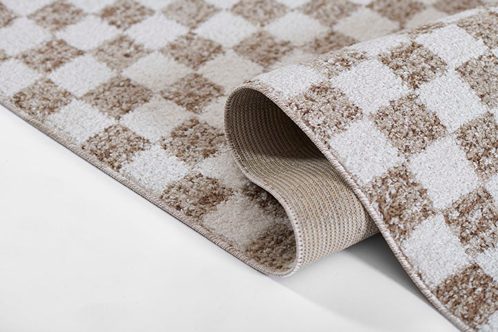 Kaia 1 Checkered Beige Shag Rug