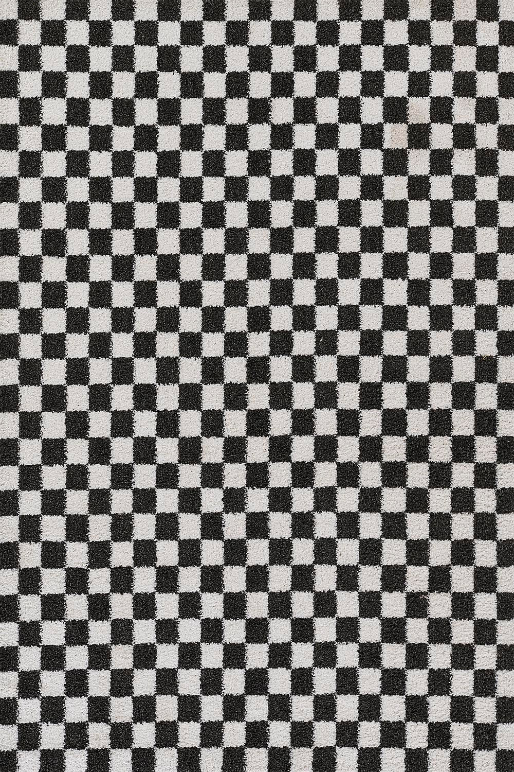 Kaia 1 Checkered Black Shag Rug