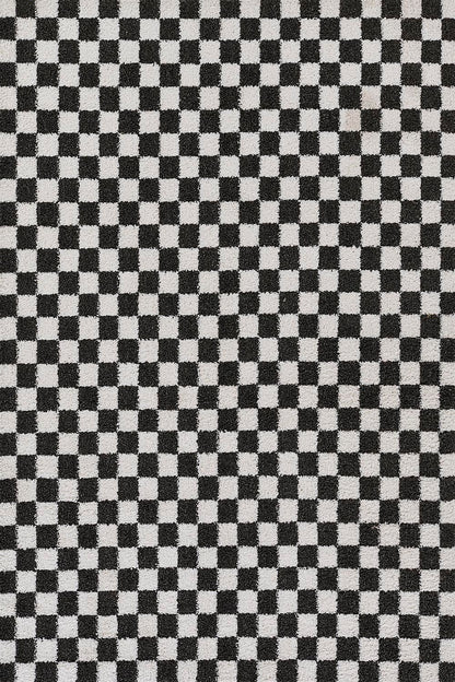 Kaia 1 Checkered Black Shag Rug