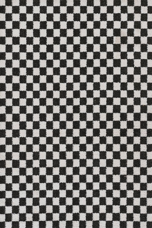 Kaia 1 Checkered Black Shag Rug
