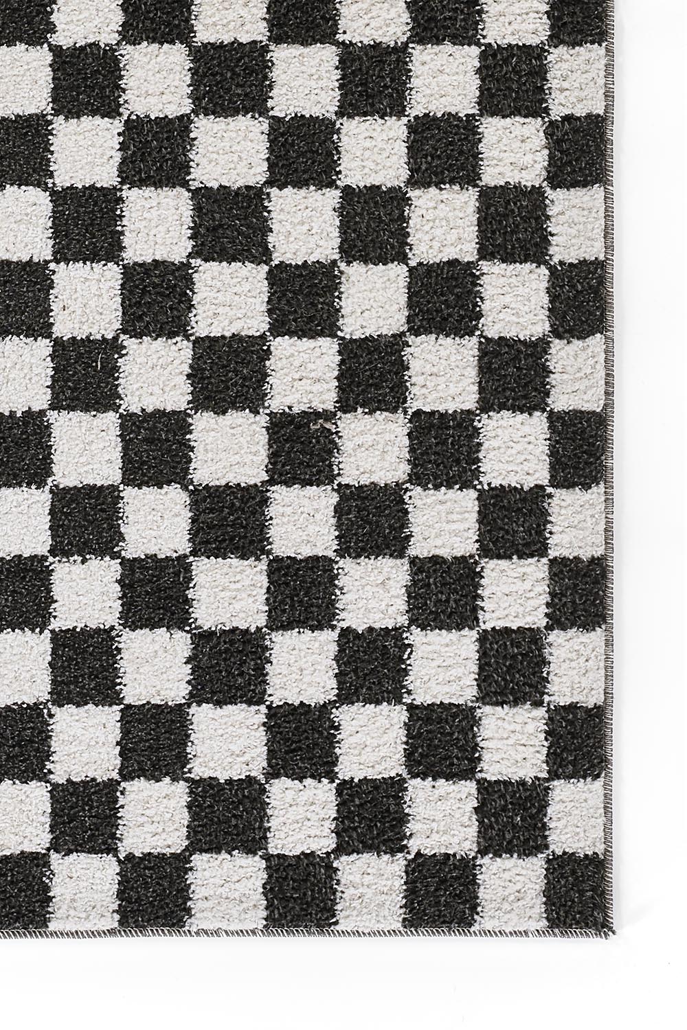 Kaia 1 Checkered Black Shag Rug