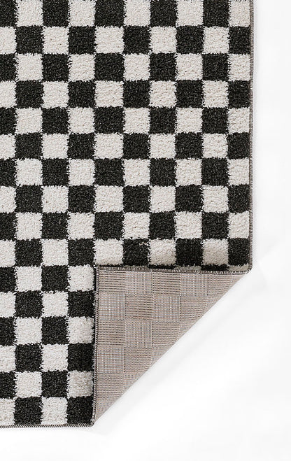 Kaia 1 Checkered Black Shag Rug