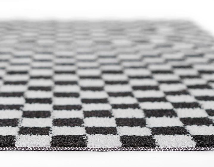 Kaia 1 Checkered Black Shag Rug