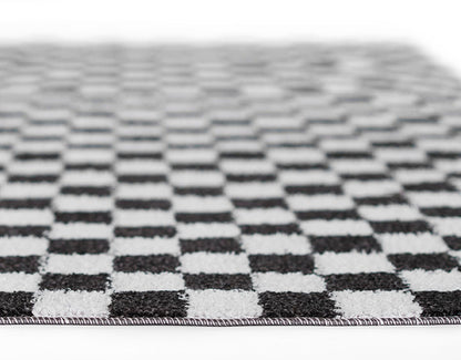 Kaia 1 Checkered Black Shag Rug