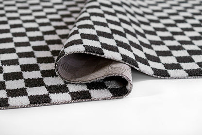 Kaia 1 Checkered Black Shag Rug