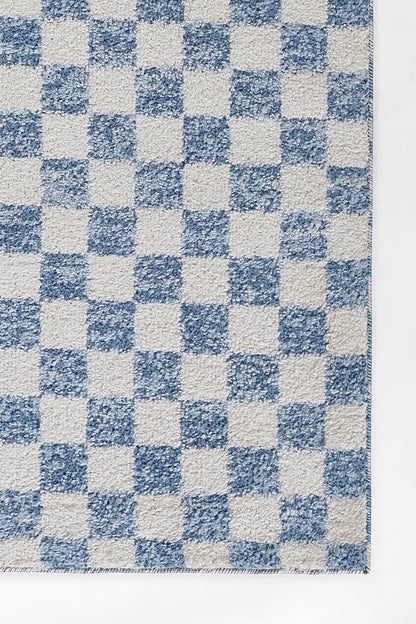 Kaia 1 Checkered Blue Shag Rug