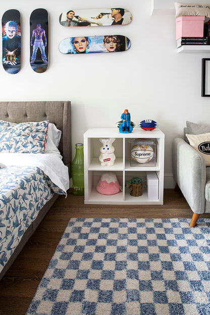 Kaia 1 Checkered Blue Shag Rug